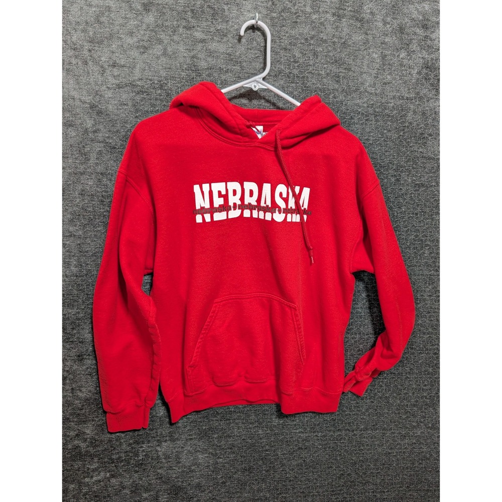Gildan Heavy Blend Nebraska Hoodie Red Sweatshirt Mens Medium Cornhuskers‎ NCAA